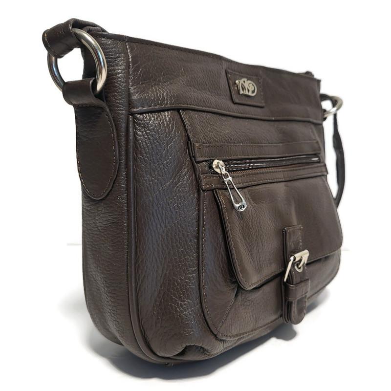 Brown Leather Crossbody Bag: Compact Brown Shoulder Purse
