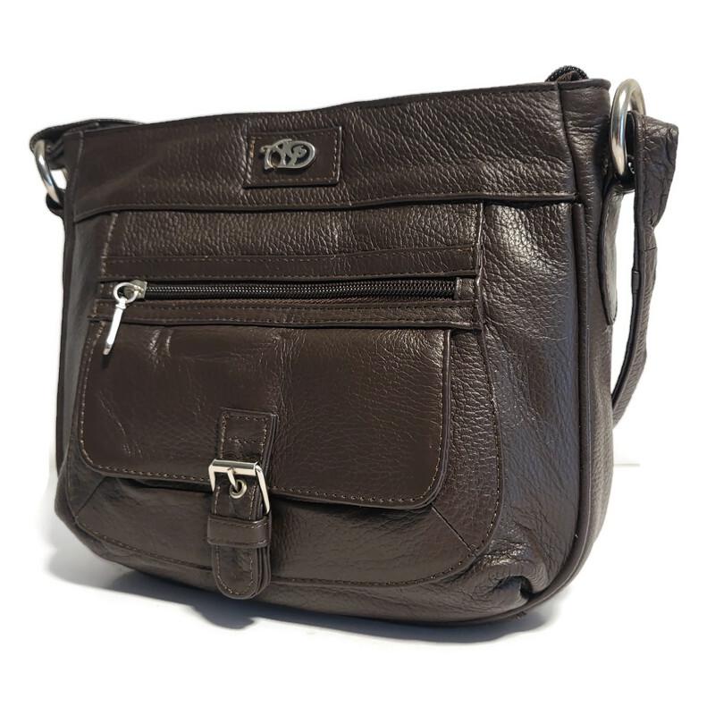 Brown Leather Crossbody Bag: Compact Brown Shoulder Purse
