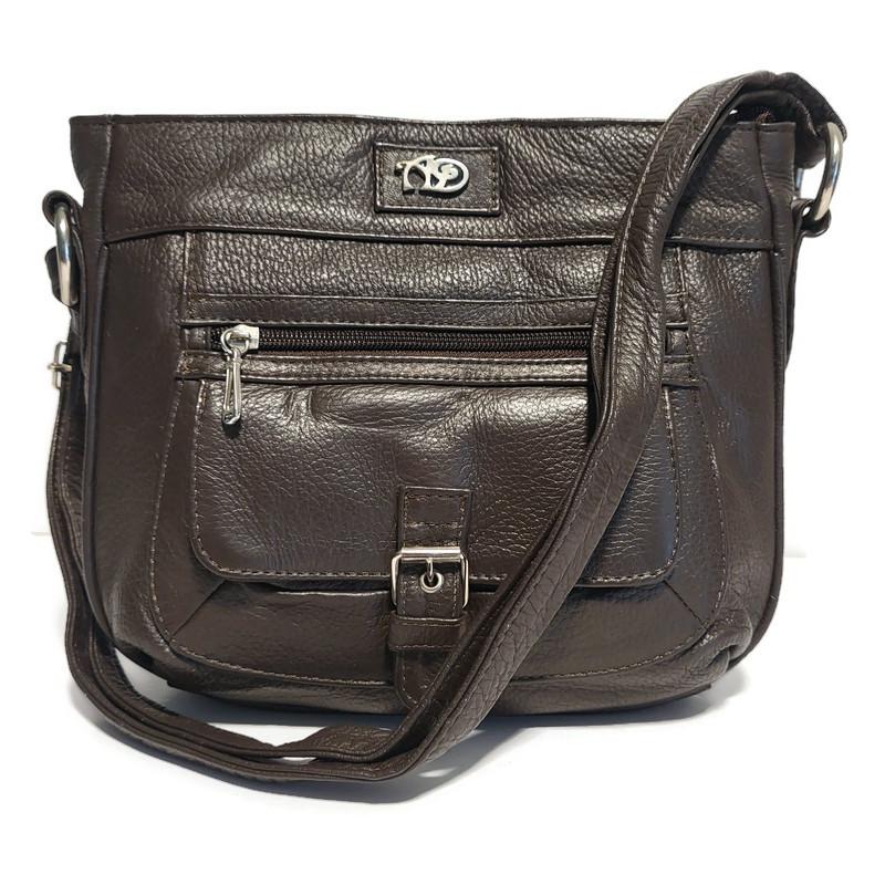 Brown Leather Crossbody Bag: Compact Brown Shoulder Purse