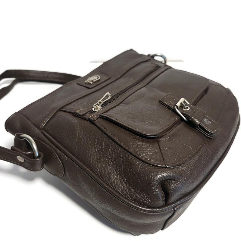 Brown Leather Crossbody Bag: Compact Brown Shoulder Purse