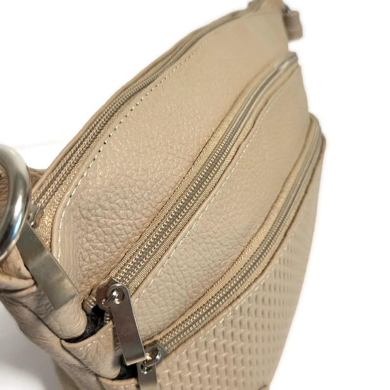 Handmade  Leather Crossbody Bag – Medium Size, Adjustable Strap, Multiple Zipper Pockets, Everyday Travel Purse