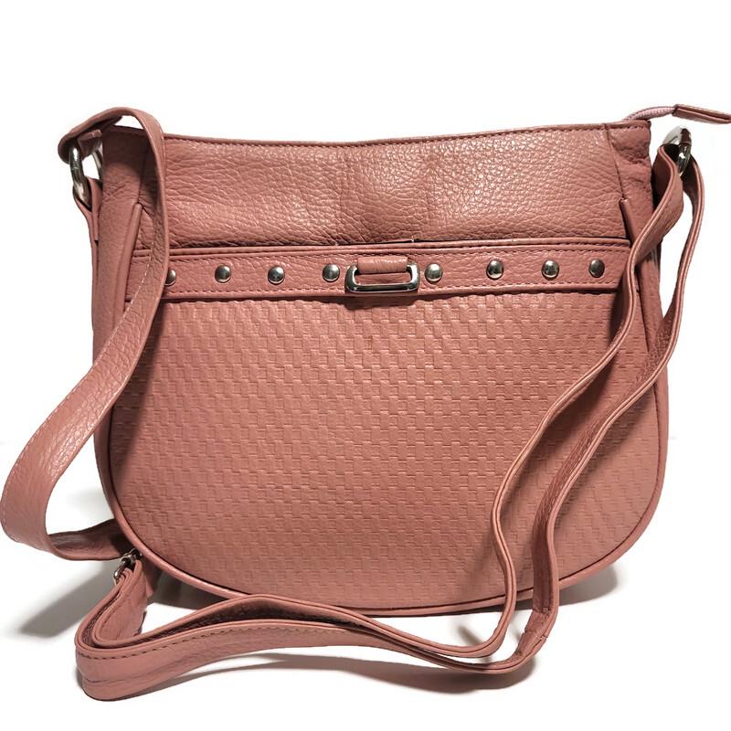 Handmade Pink Leather Crossbody Bag: Zippered Travel Shoulder Purse