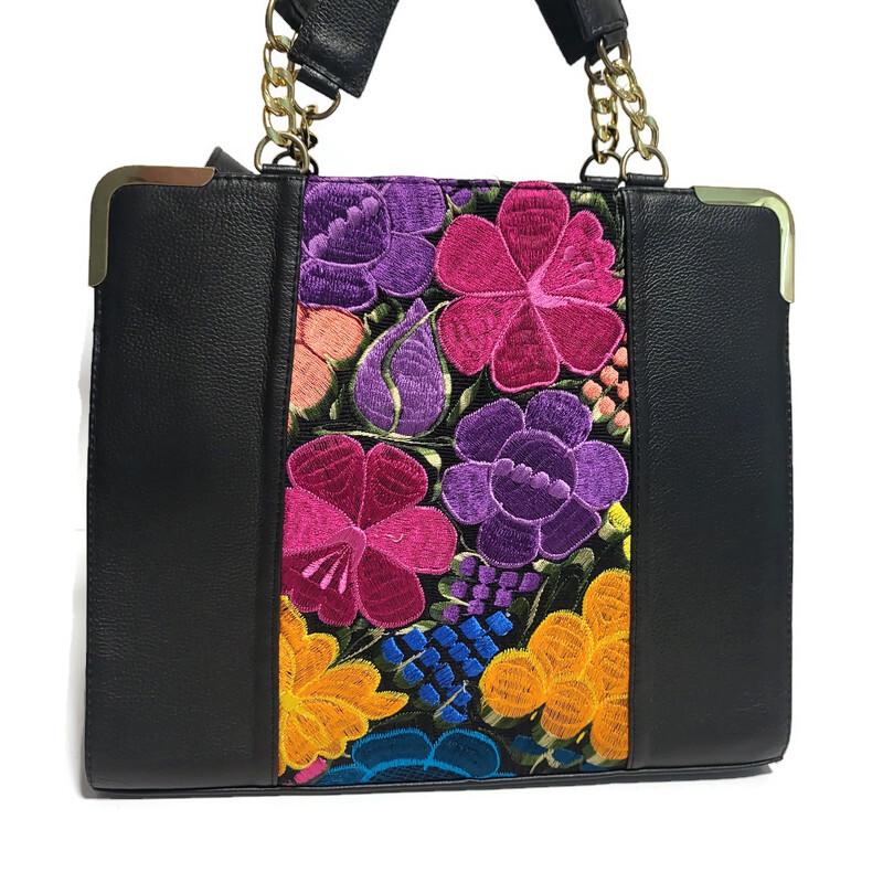 Floral Embroidered Cowhide Leather Crossbody Bag: Handmade Boho Purse