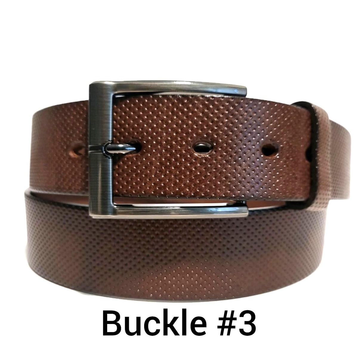 Personalized Brown Leather Belt for Men Engraved  Removable Buckle, Casual
