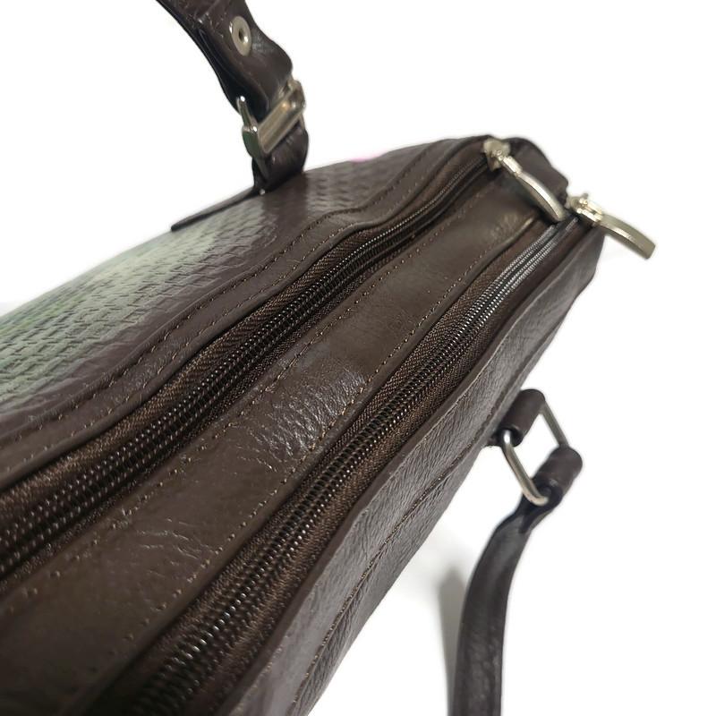 Hand-Painted Leather Shoulder Bag: Hummingbird Floral Design