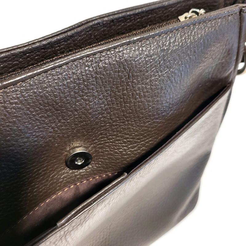 Brown Leather Crossbody Bag: Compact Brown Shoulder Purse