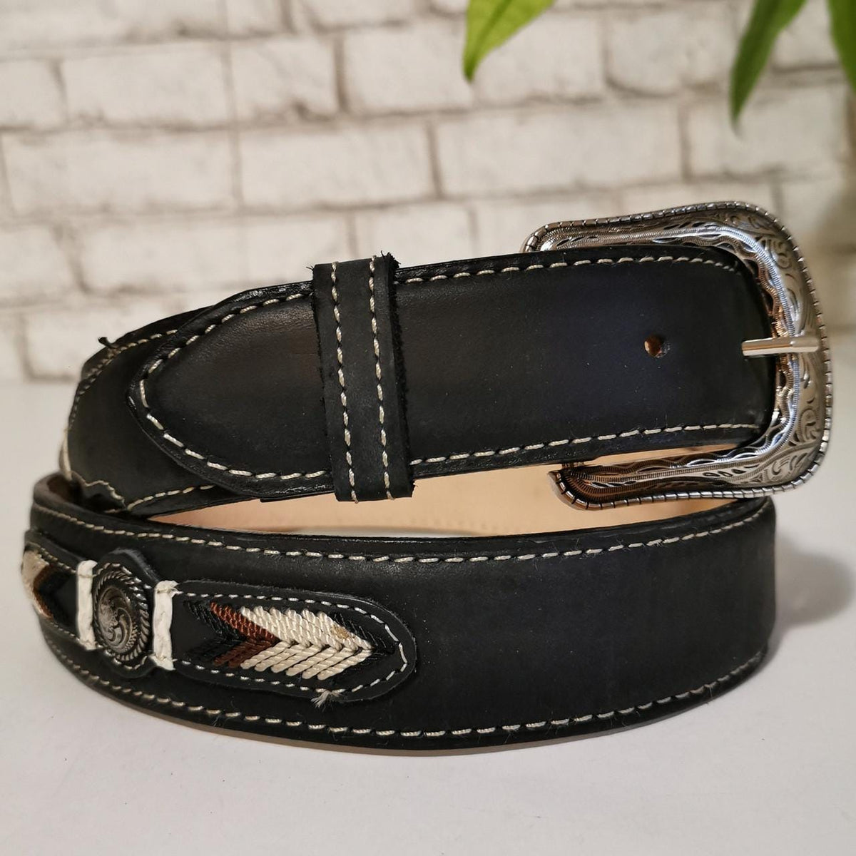 Handmade Western Leather Belt: Rodeo Cowboy Style, Removable Buckle