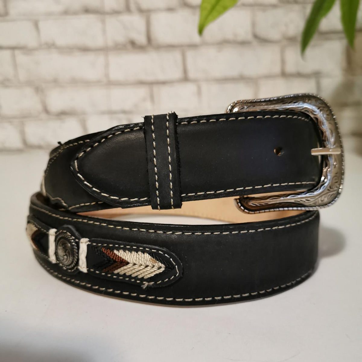 Handmade Western Leather Belt: Rodeo Cowboy Style, Removable Buckle