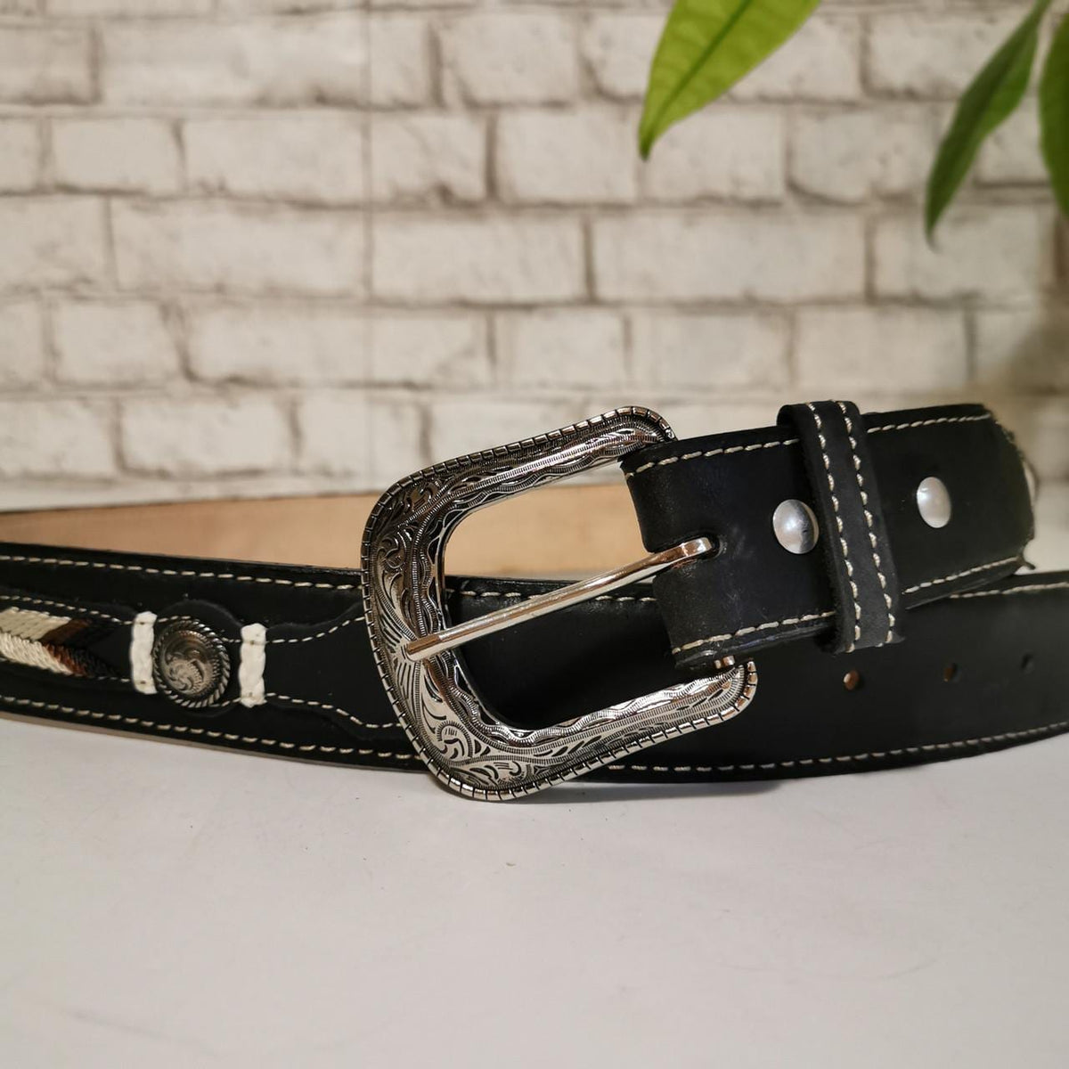 Handmade Western Leather Belt: Rodeo Cowboy Style, Removable Buckle