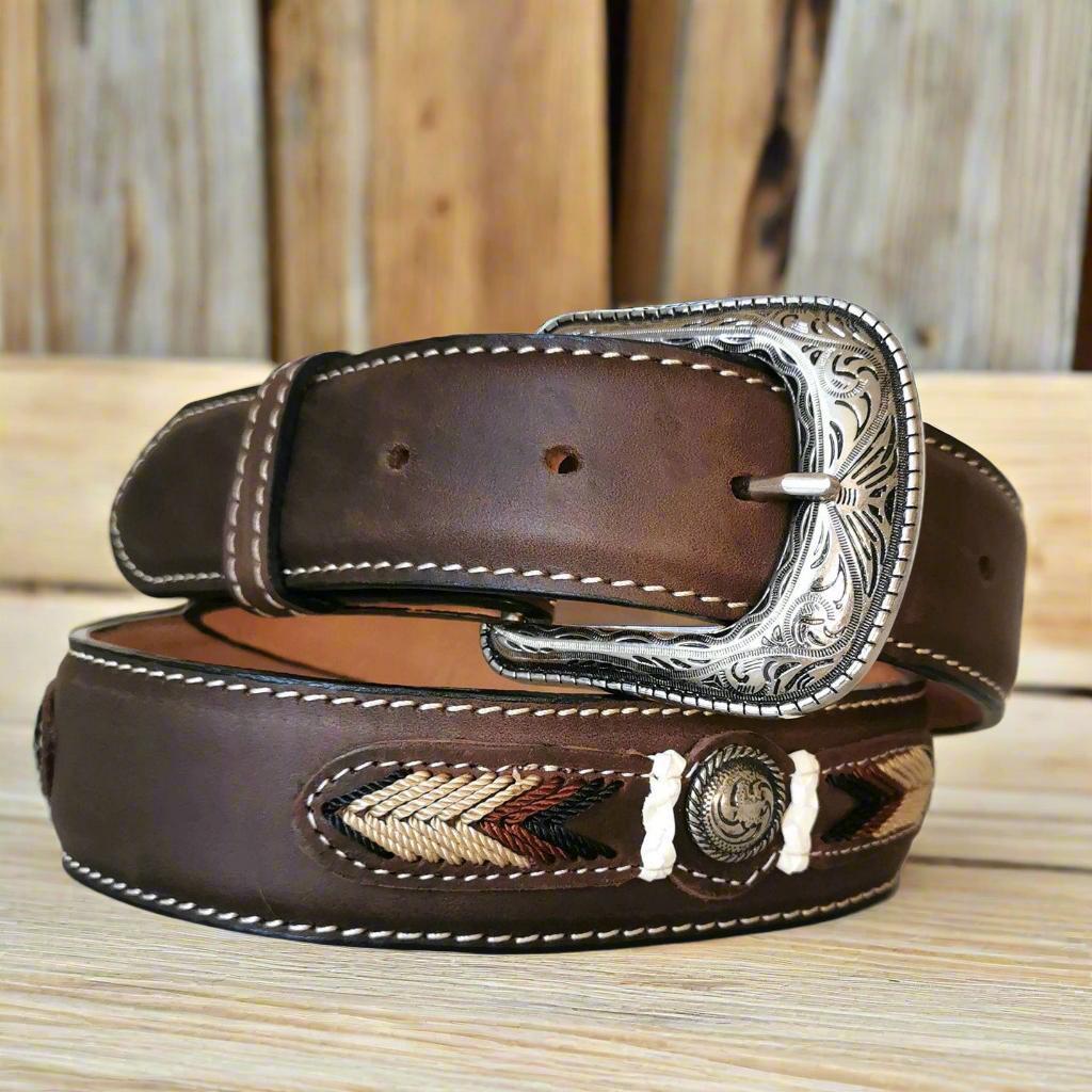 Handmade Western Leather Belt: Rodeo Cowboy Style, Removable Buckle