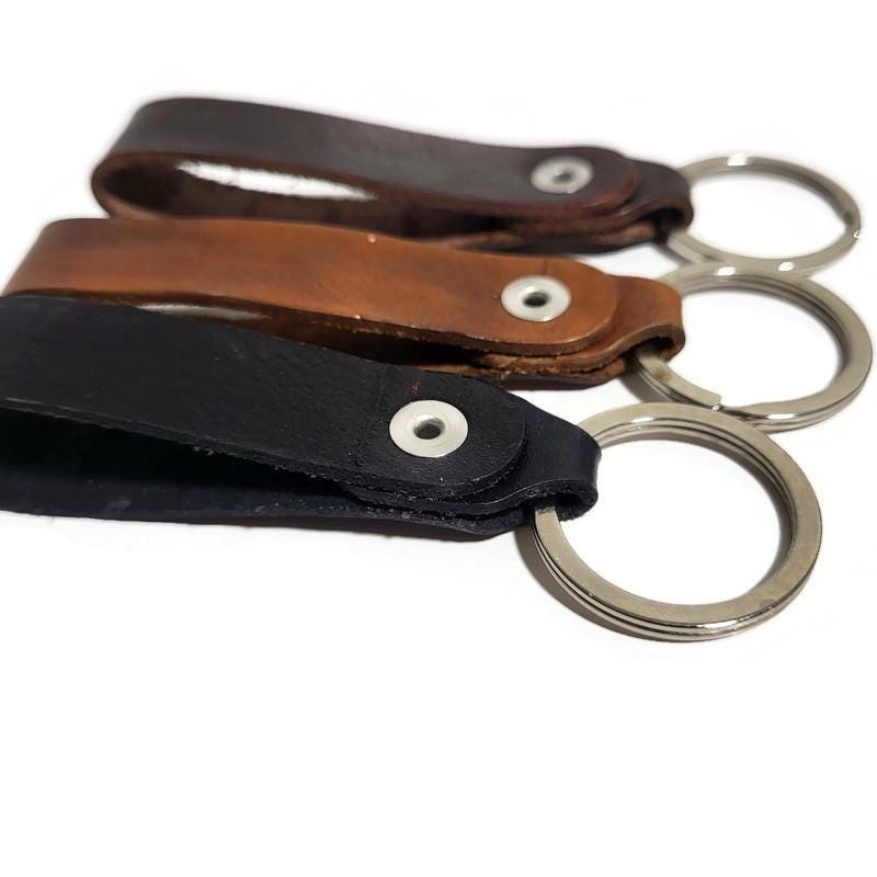 Brown Leather Keychain, Handcrafted , Hand tooled leather,