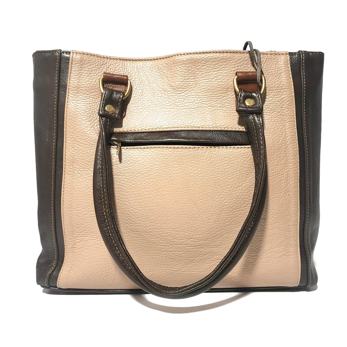 Handmade Genuine Leather Tote Bag: Brown Zippered Shoulder Bag