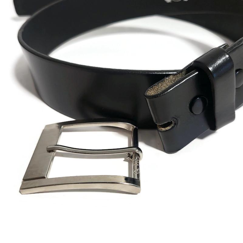 Personalized Black Leather Belt for Men, Casual Dress Belt, Removable Buckle