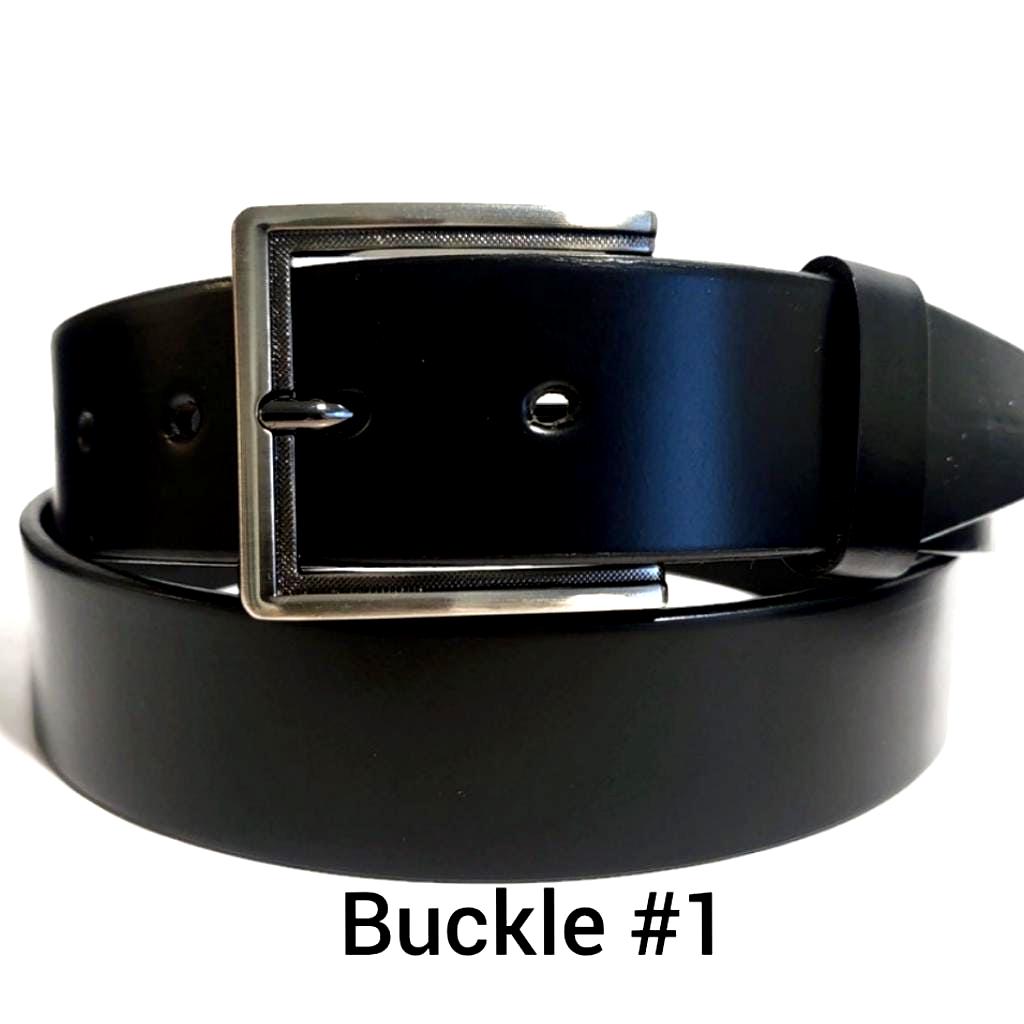Personalized Black Leather Belt for Men, Casual Dress Belt, Removable Buckle
