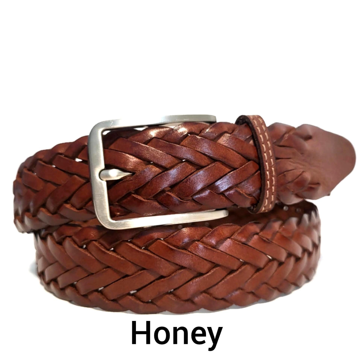 Handmade Braided Leather Belt: Brown Cowhide Belt for Men