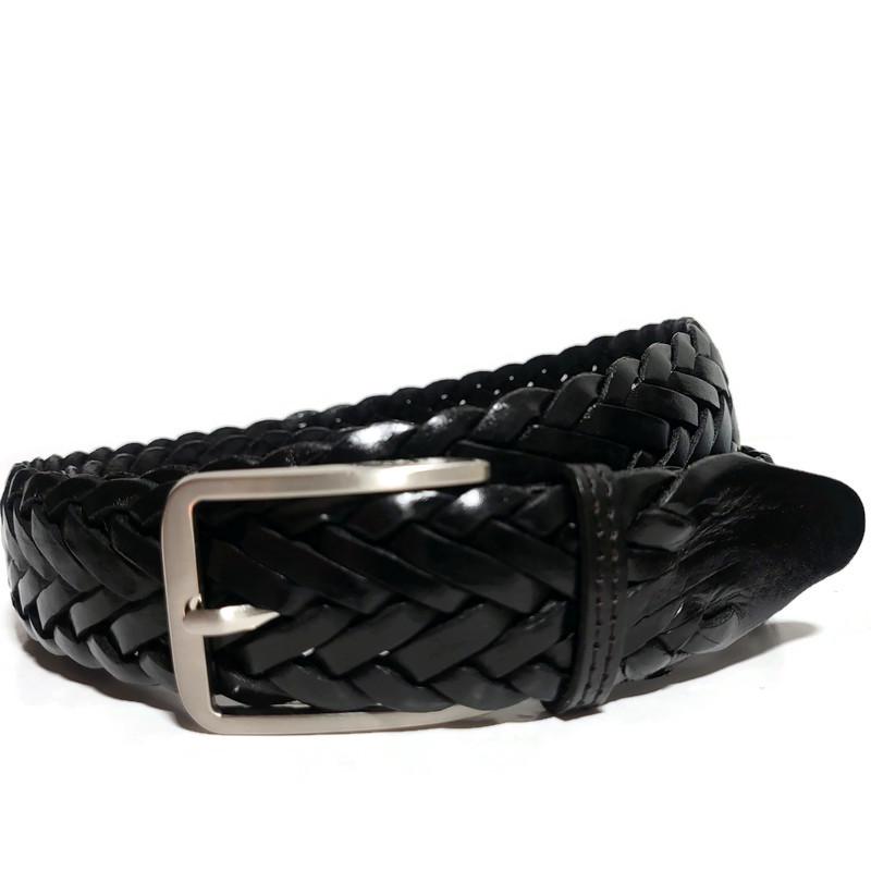 Braided Black Leather Belt for Men ,Cowhide, Casual Dress Style,  For Jeans