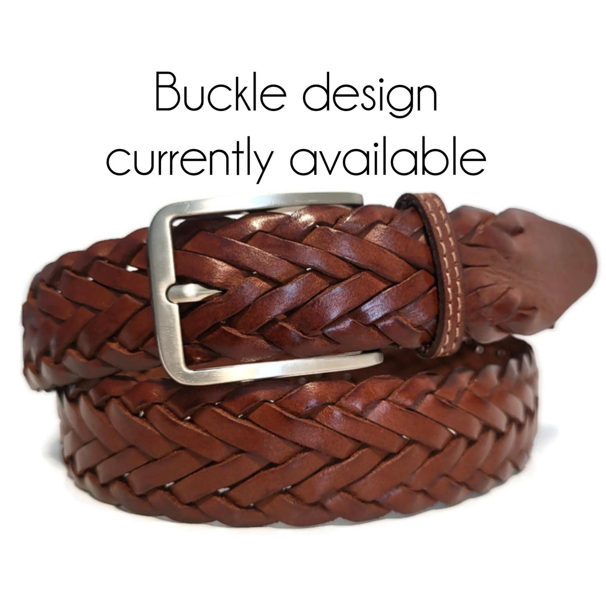 Handmade Braided Leather Belt: Brown Cowhide Belt for Men
