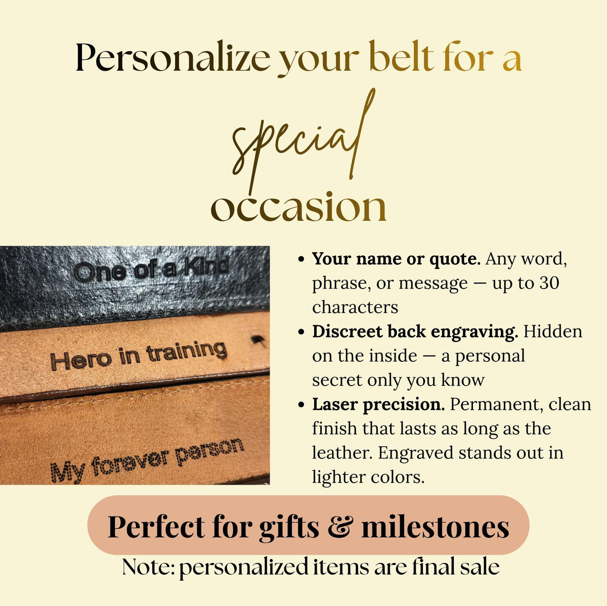 Personalized Embossed Brown Leather Belt for Women Floral Boho Rodeo Style