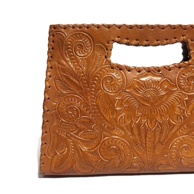Hand Tooled Leather Handbag Boho Floral Embossed  Western Cowgirl Shoulder Bag