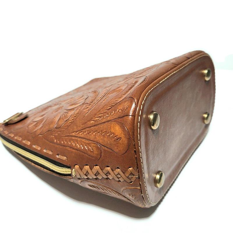 Hand tooled  Leather Womens Bag Backpack,  Brown, Rodeo  Bohemian  Boho-chic