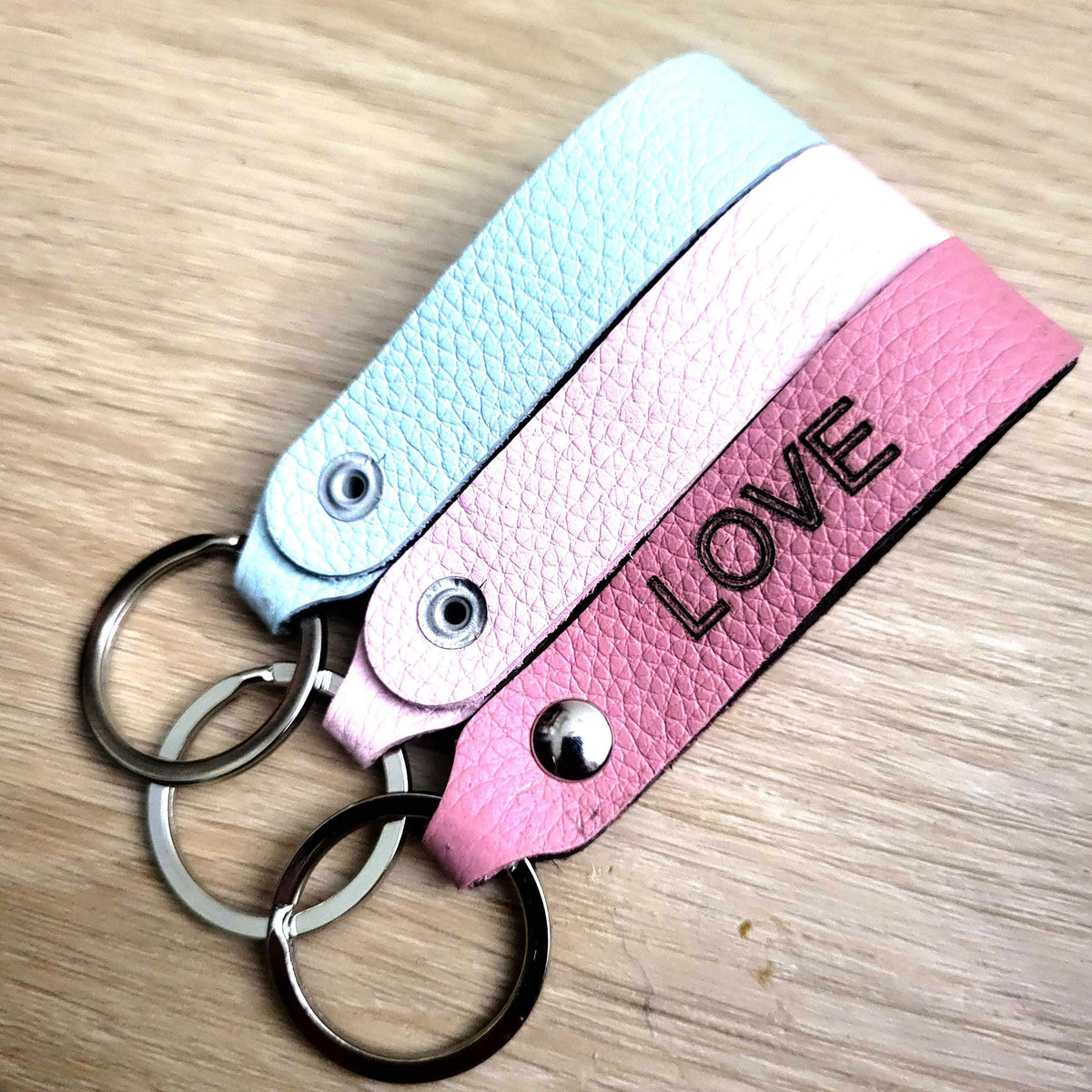 Personalized  Cowhide Keychain, Handcrafted  Genuine Leather,  Laser Engraved
