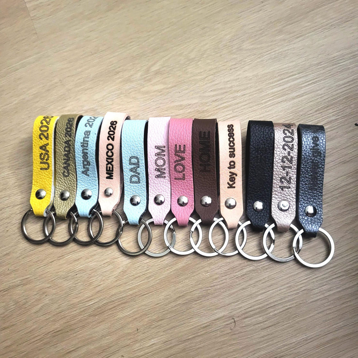 Personalized  Cowhide Keychain, Handcrafted  Genuine Leather,  Laser Engraved