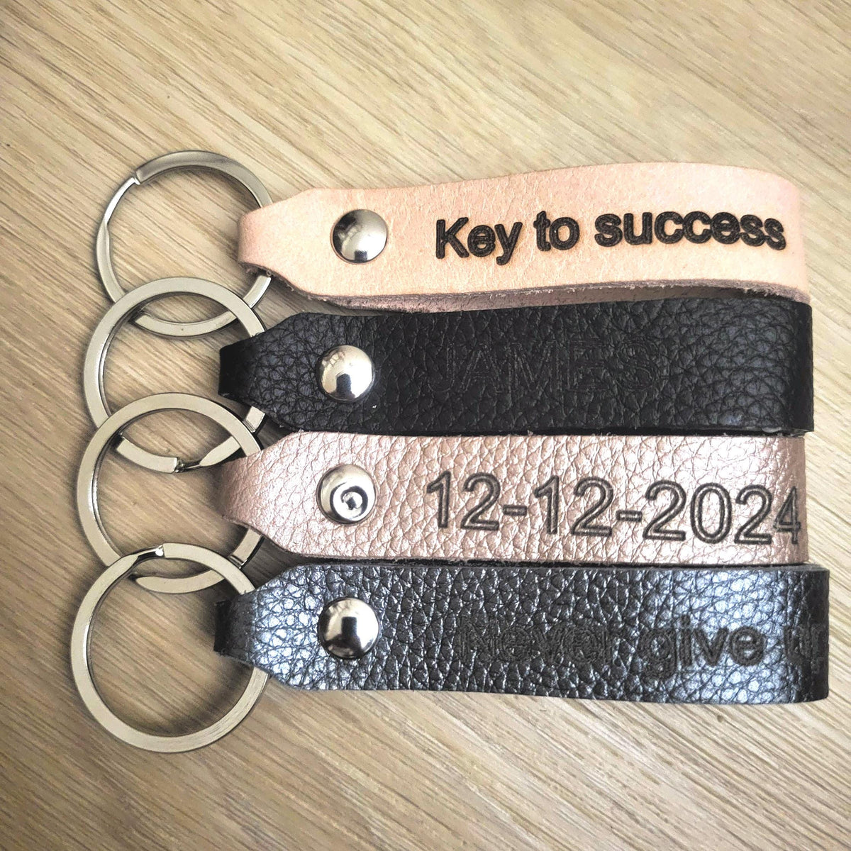 Personalized  Cowhide Keychain, Handcrafted  Genuine Leather,  Laser Engraved