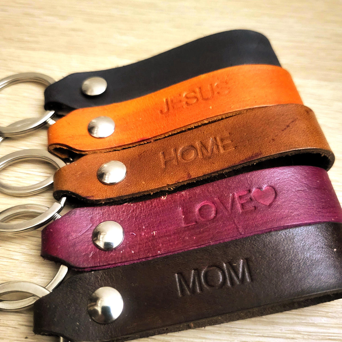 Personalized  Keychain, Handcrafted  Genuine Leather,  Gift for Him