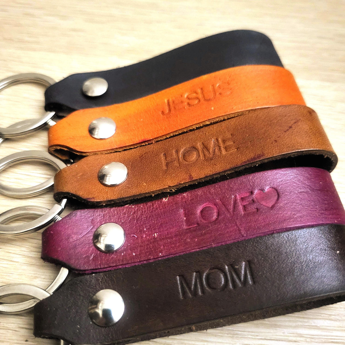 Personalized  Keychain, Handcrafted  Genuine Leather,  Gift for Him