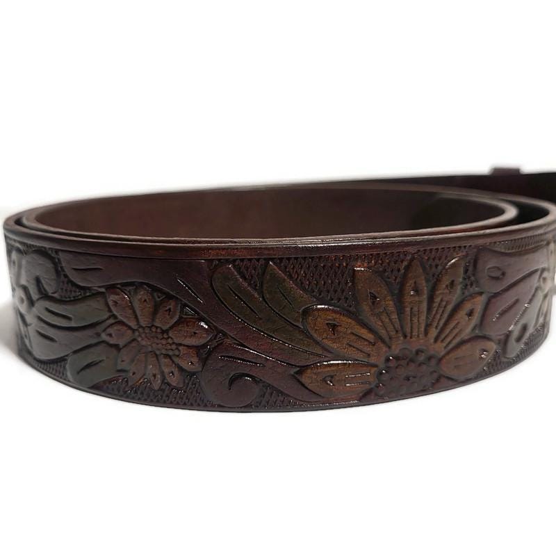 Personalized Brown Leather Belt for Women,  Boho Bohemian Rodeo Style