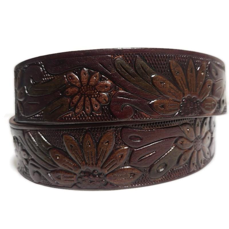 Personalized Brown Leather Belt for Women,  Boho Bohemian Rodeo Style
