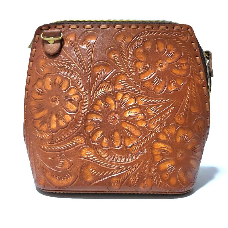 Hand tooled  Leather Womens Bag Backpack,  Brown, Rodeo  Bohemian  Boho-chic