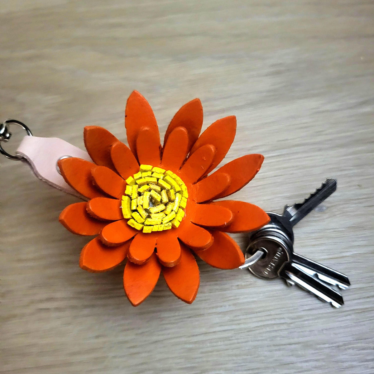 Leather Sunflower Keychain Bag Charm Gift for Women, Handcrafted,  Personalized
