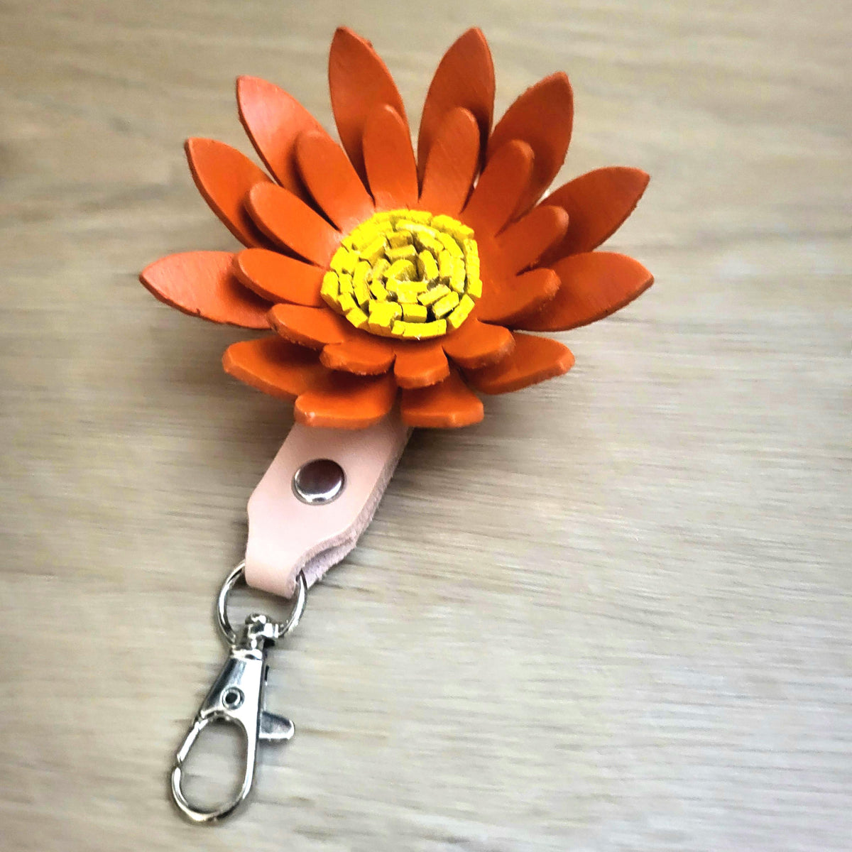 Leather Sunflower Keychain Bag Charm Gift for Women, Handcrafted,  Personalized