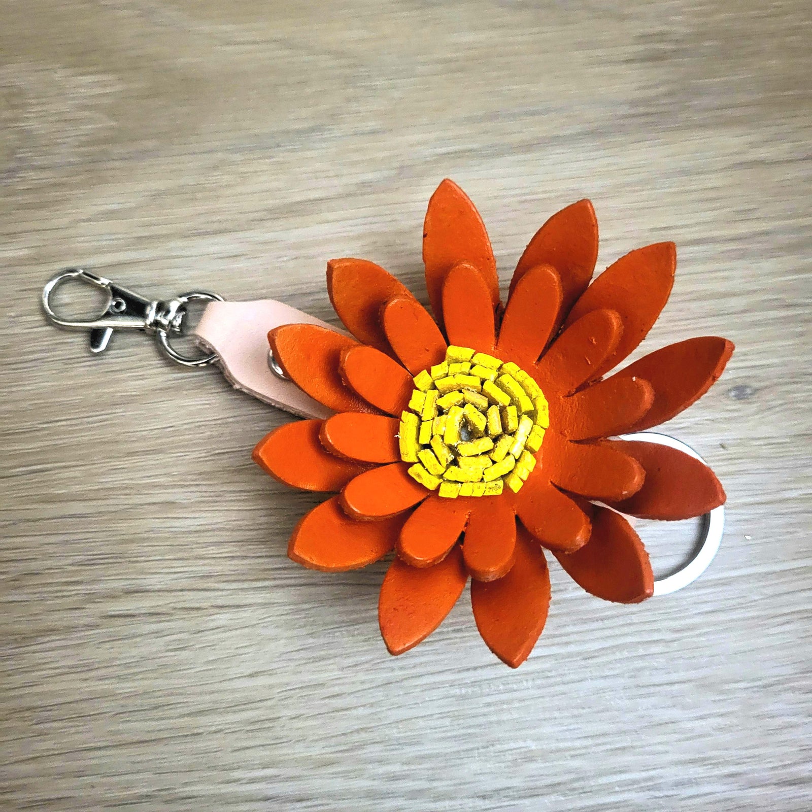 Leather Sunflower Keychain Bag Charm Gift for Women, Handcrafted,  Personalized