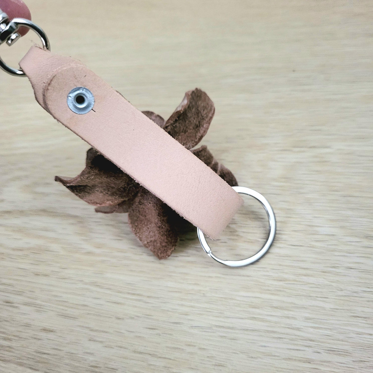 Golden  Leather Rose Keychain – Personalized Unique Handmade Flower Charm for Keys &amp; Bags