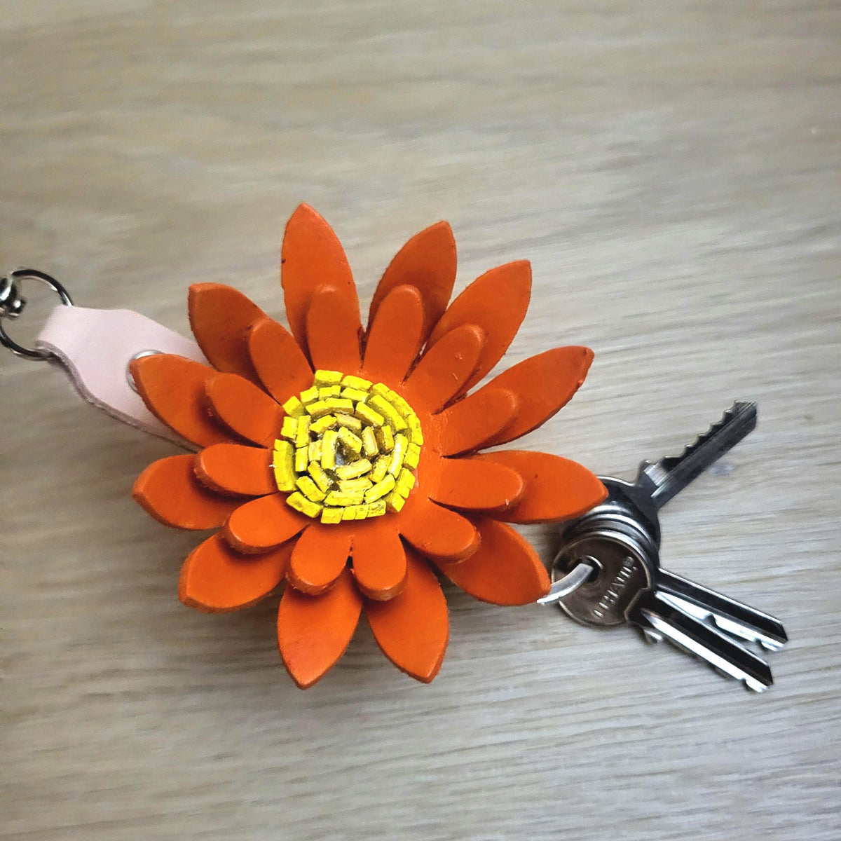 Leather Sunflower Keychain Bag Charm Gift for Women, Handcrafted,  Personalized
