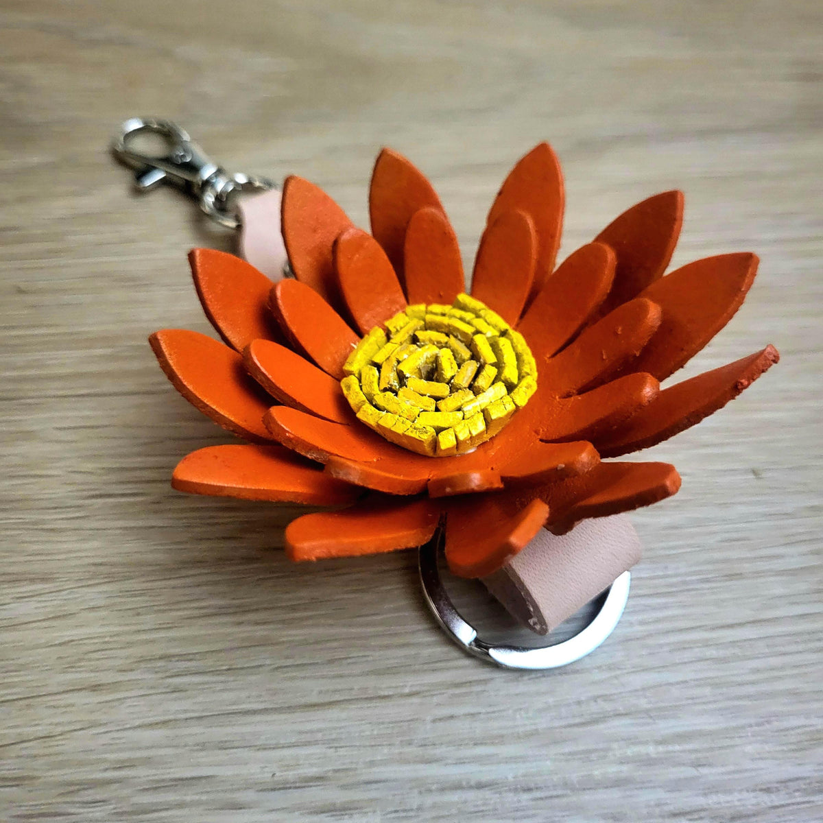 Leather Sunflower Keychain Bag Charm Gift for Women, Handcrafted,  Personalized