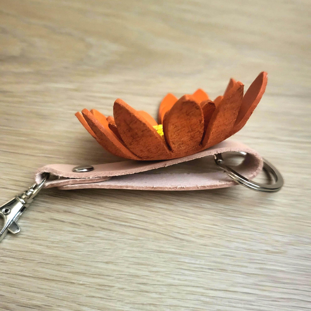 Leather Sunflower Keychain Bag Charm Gift for Women, Handcrafted,  Personalized
