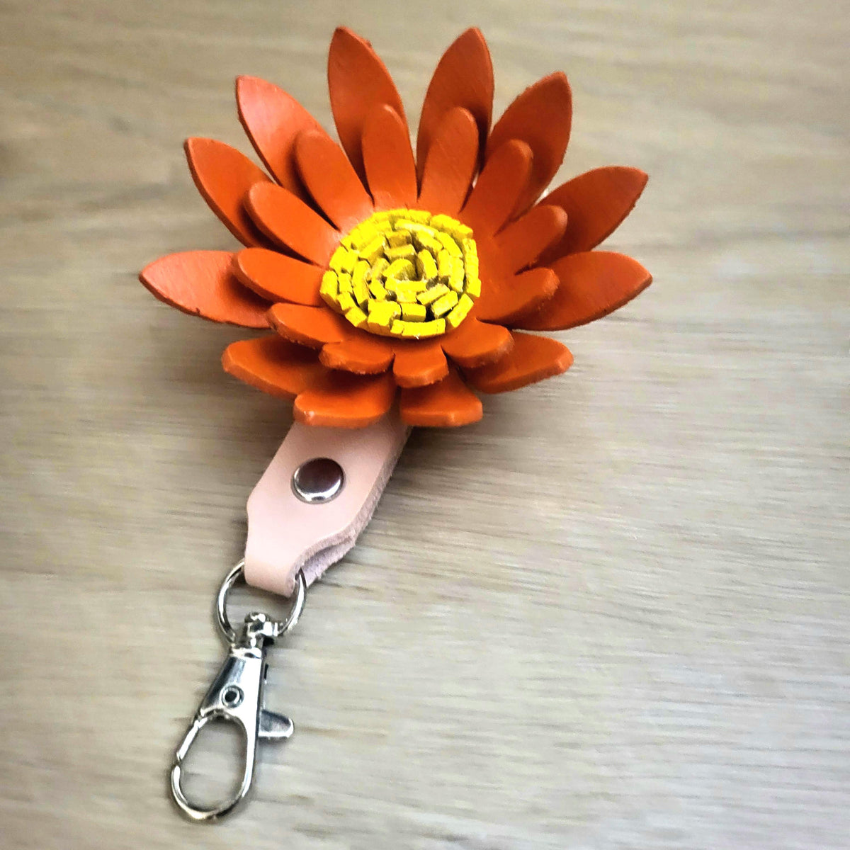Leather Sunflower Keychain Bag Charm Gift for Women, Handcrafted,  Personalized