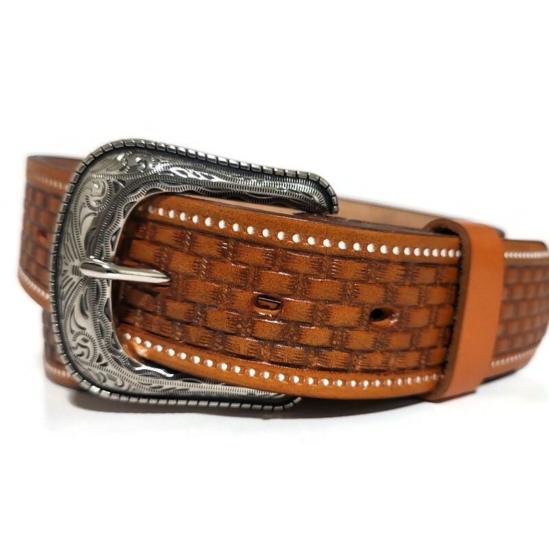 Brown Belt for Men, Cowboy, Western, Rodeo, With Removable  Buckle, Personalized Engraved