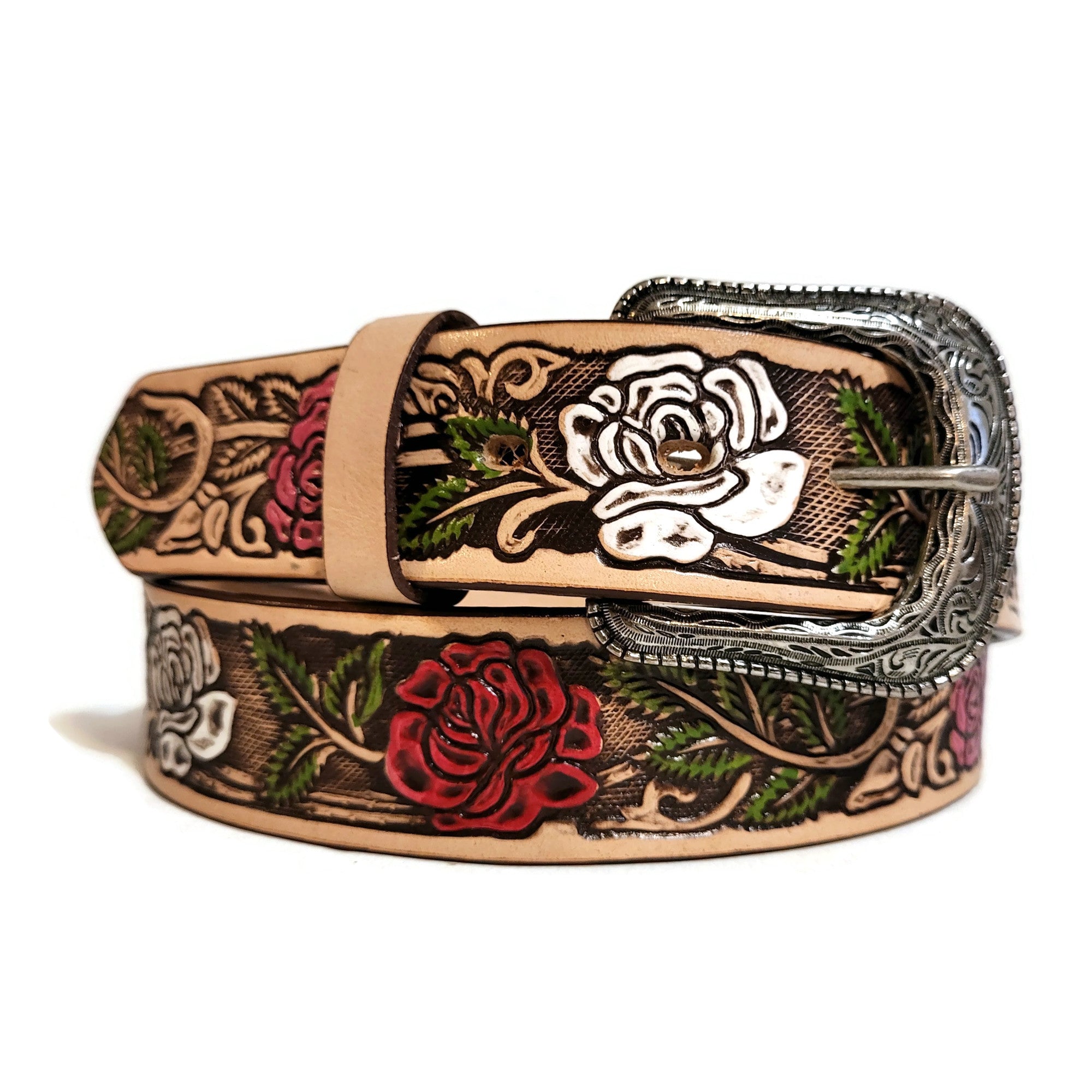 leather belt for women, with roses, handmade, cowgirl,  western , bohemian, womens belt,  belt for jeans, casual belt, gift for her, gift for mom