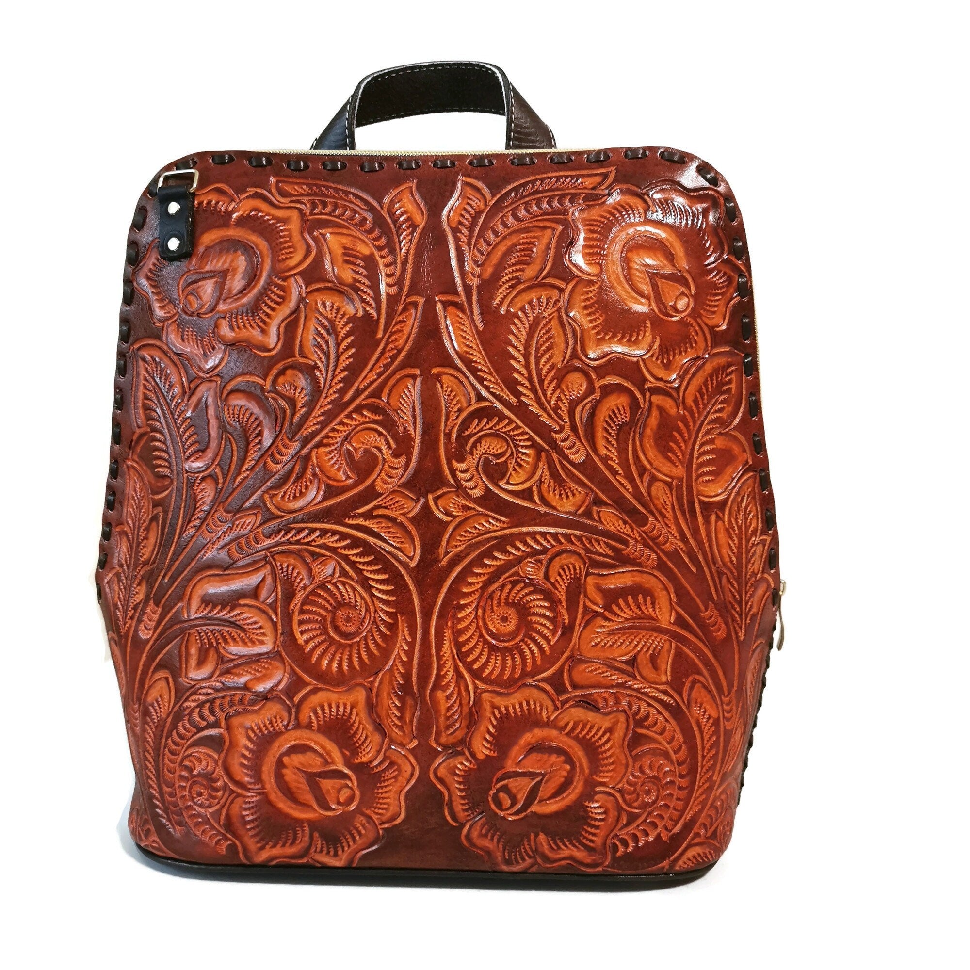 Women leather bag backpack, handmade