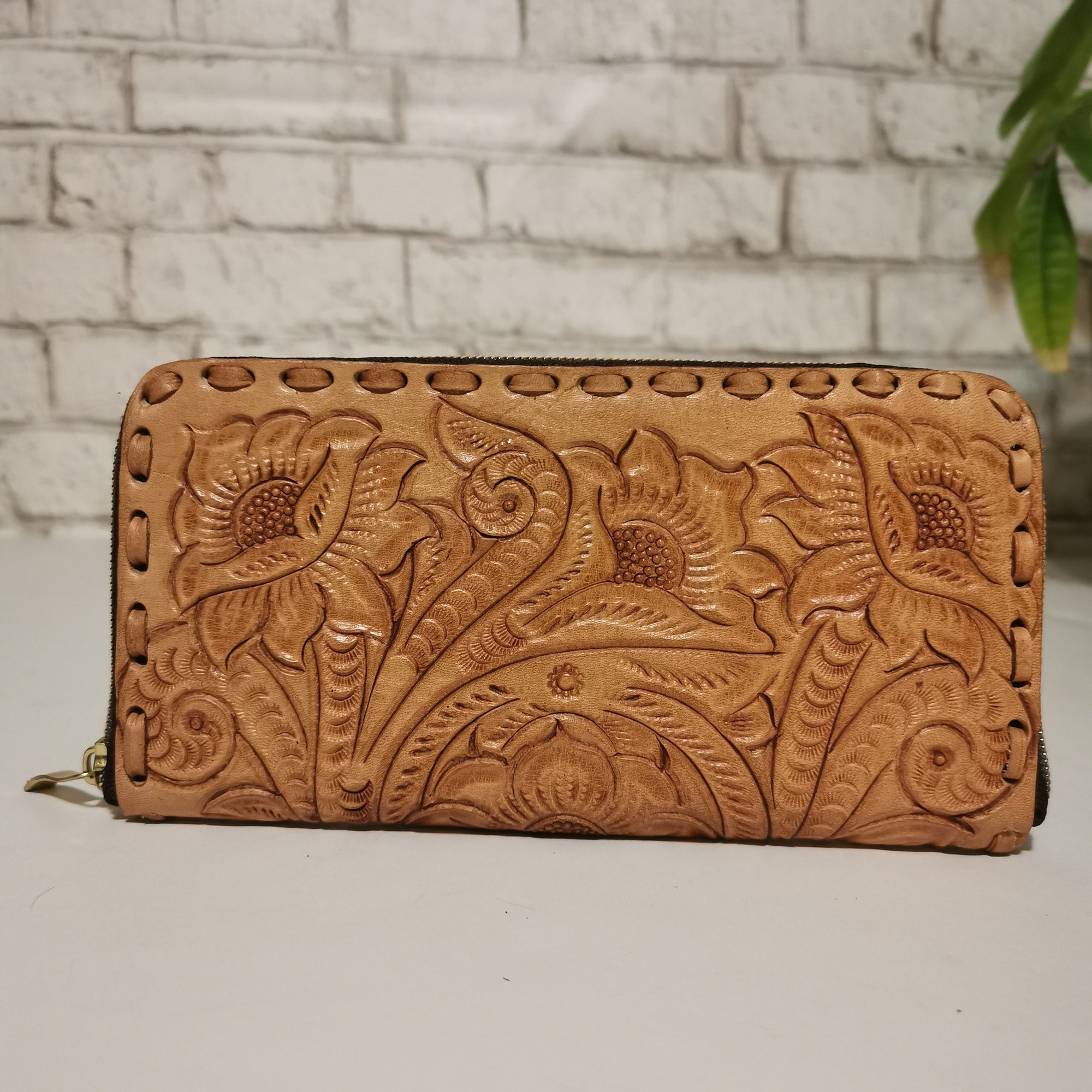 large leather wallet for women