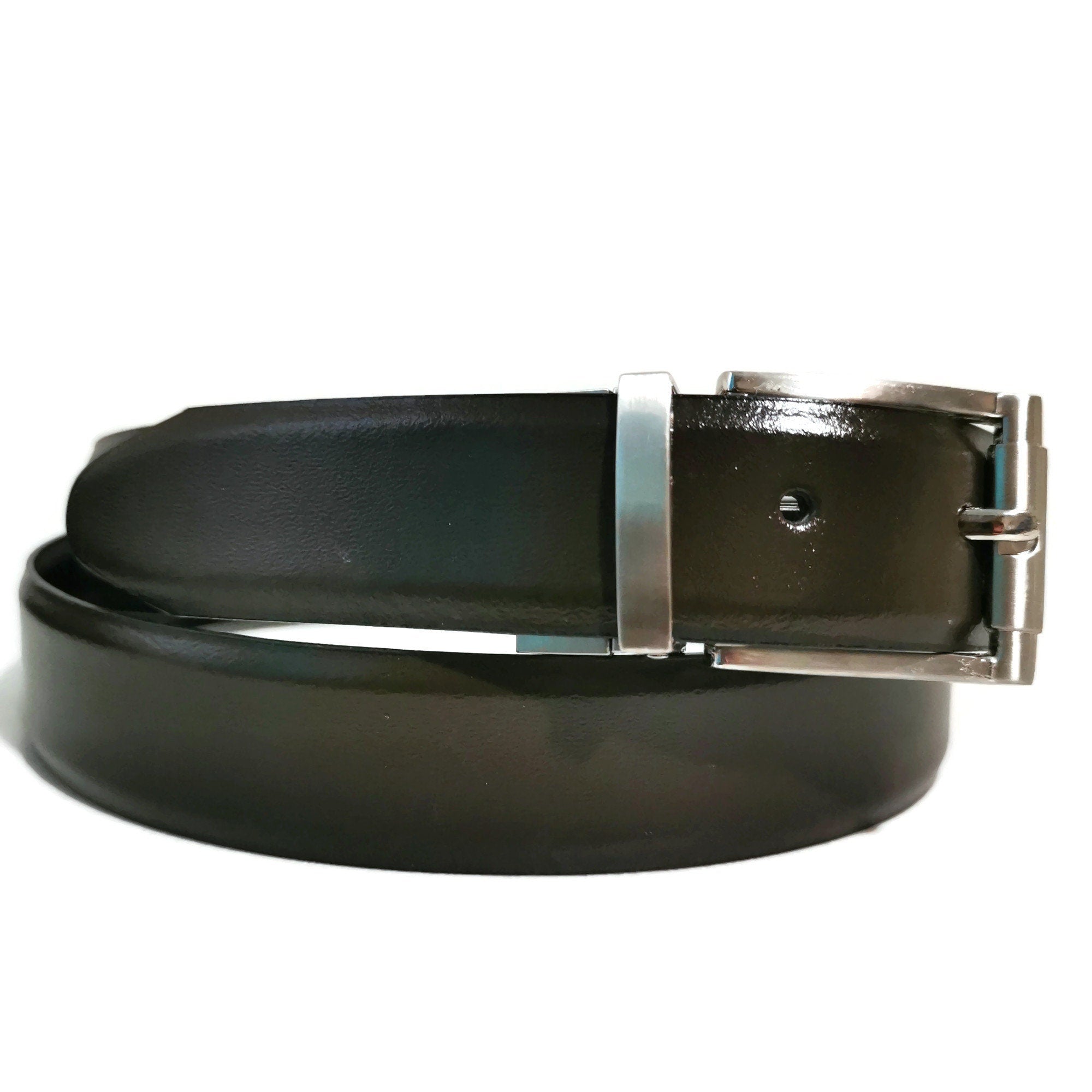 Cinturón de cuero de doble cara hecho a mano de cuero genuino, cinturón para él, cinturón de cuero para hombres, cinturón estrecho