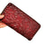 Red leather wallet for women with zipper