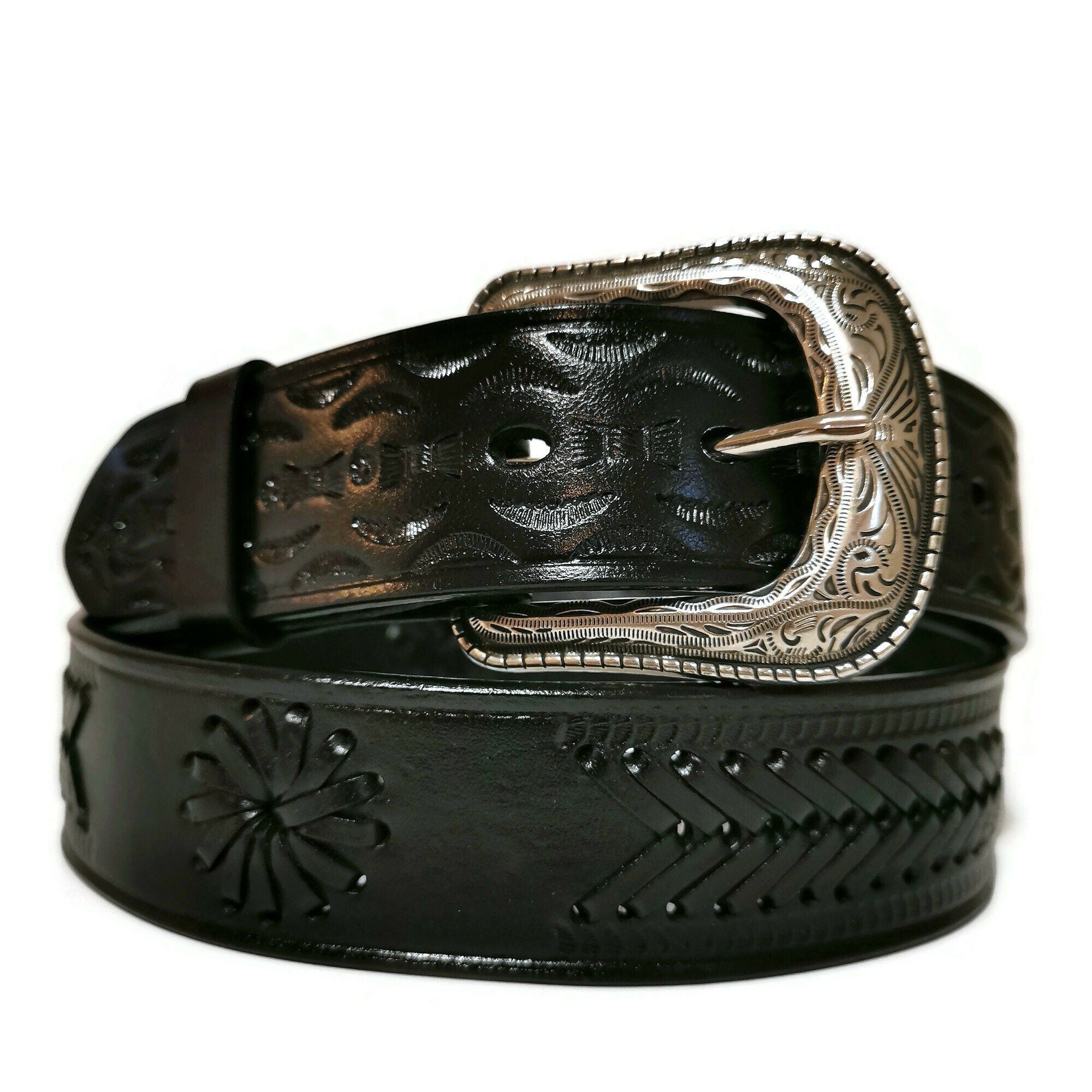 Black leather belt for men, handmade leather belt, genuine leather belt for men,  cowboy belt