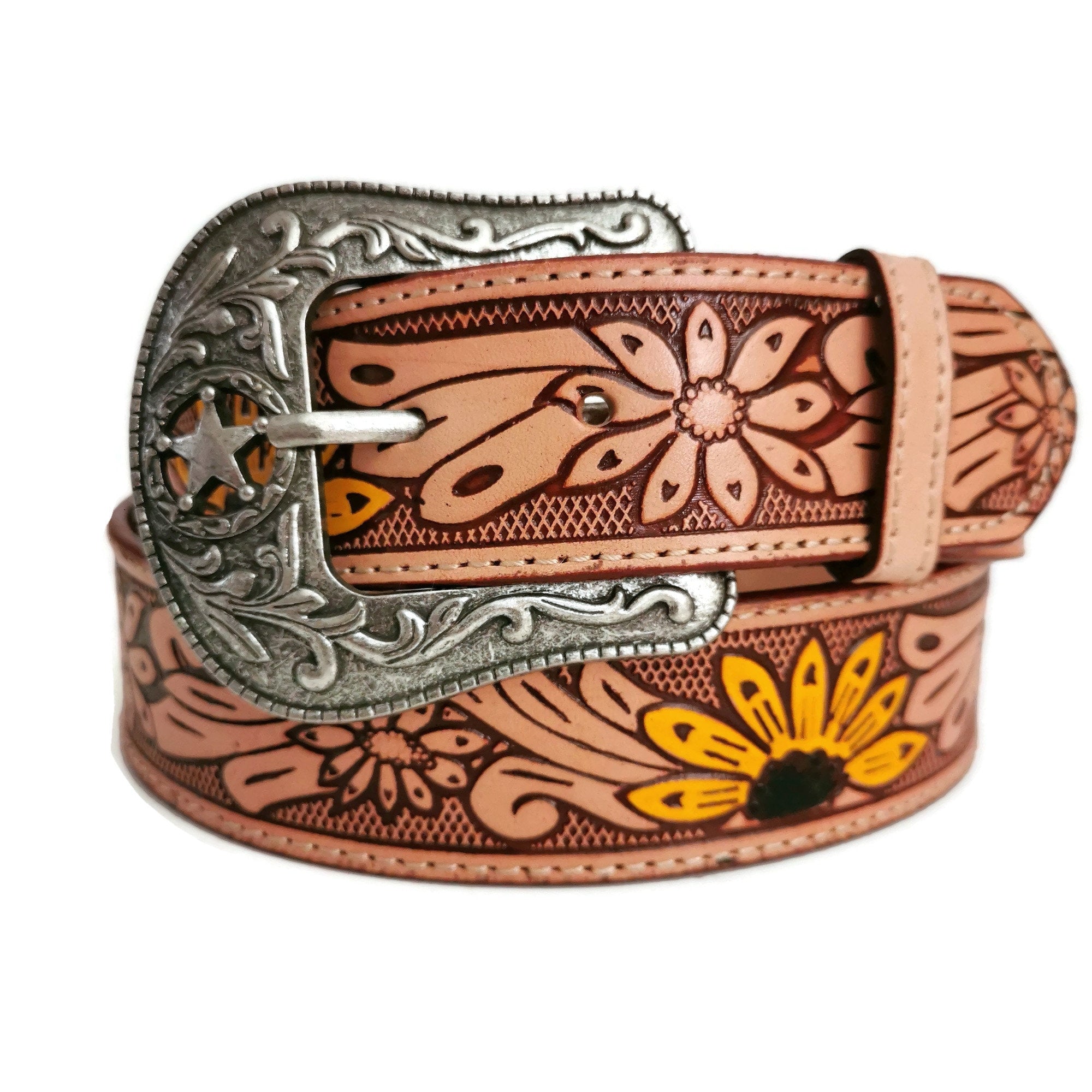 sunflower leather belt for women