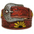 brown leather belt  for women,   with sunflower