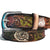 leather belt for women with roses, handmade, cowgirl,  western , brown belt for woman